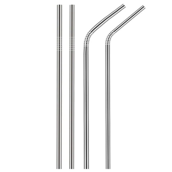 YUEHAO Straw 4pcs Long Stainless Steel Metal Drinking Straws Fits 20 Oz & 30 Oz Cups Reusable 6mm elbow 6mm Silver