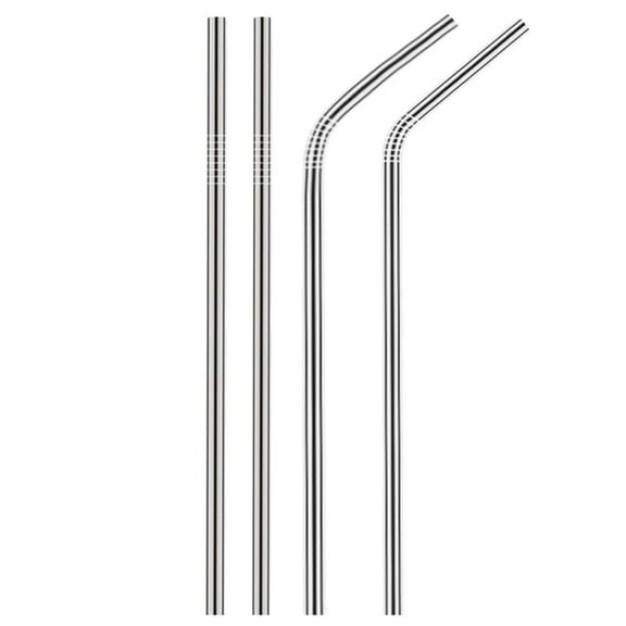 BKBP 4-Pack Reusable Stainless Steel Metal Straws - Long Drinking Straws for 30 Oz and 20 Oz Tumblers Dishwasher Safe for Cold/Hot Drinks (6mm/8mm)