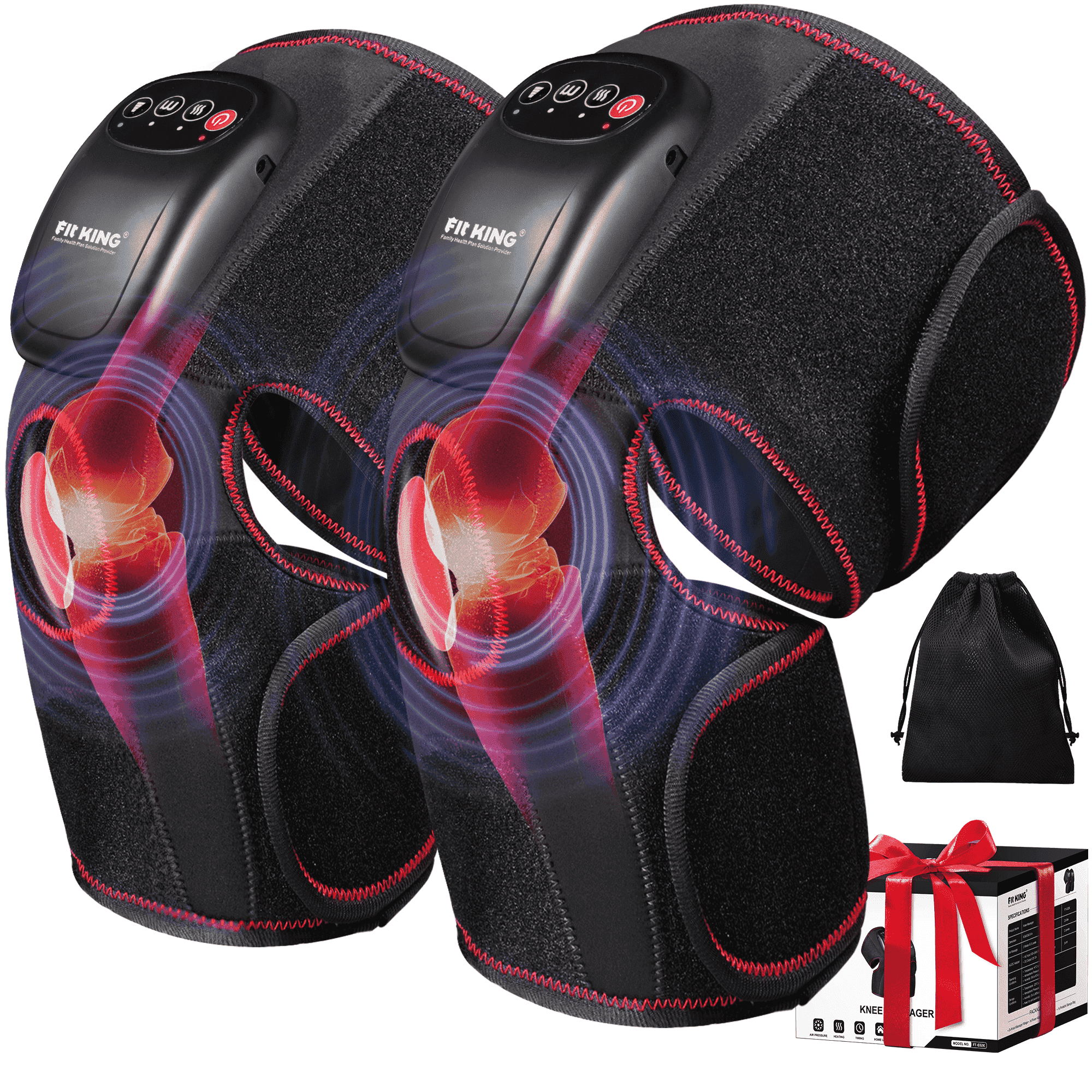 FIT KING Knee Massager for Circulation, Air Compression Knee Massager with Heat for Arthritis, FSA/HSA Eligible