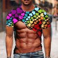 thumbnail image 2 of Penkiiy Funny Shirts for Mens Short Sleeves Muscle Floral Shirt Valentine's Day Graphic Tees Sports Pullover Tops Base Shirt M Khaki, 2 of 5