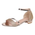thumbnail image 2 of Purcolt Womens Sparkly Sandals Elegant Open Toe Ankle Strap Block Low Heel Sandals Shiny Glitter Summer Dress Shoes for Club Party, 2 of 9