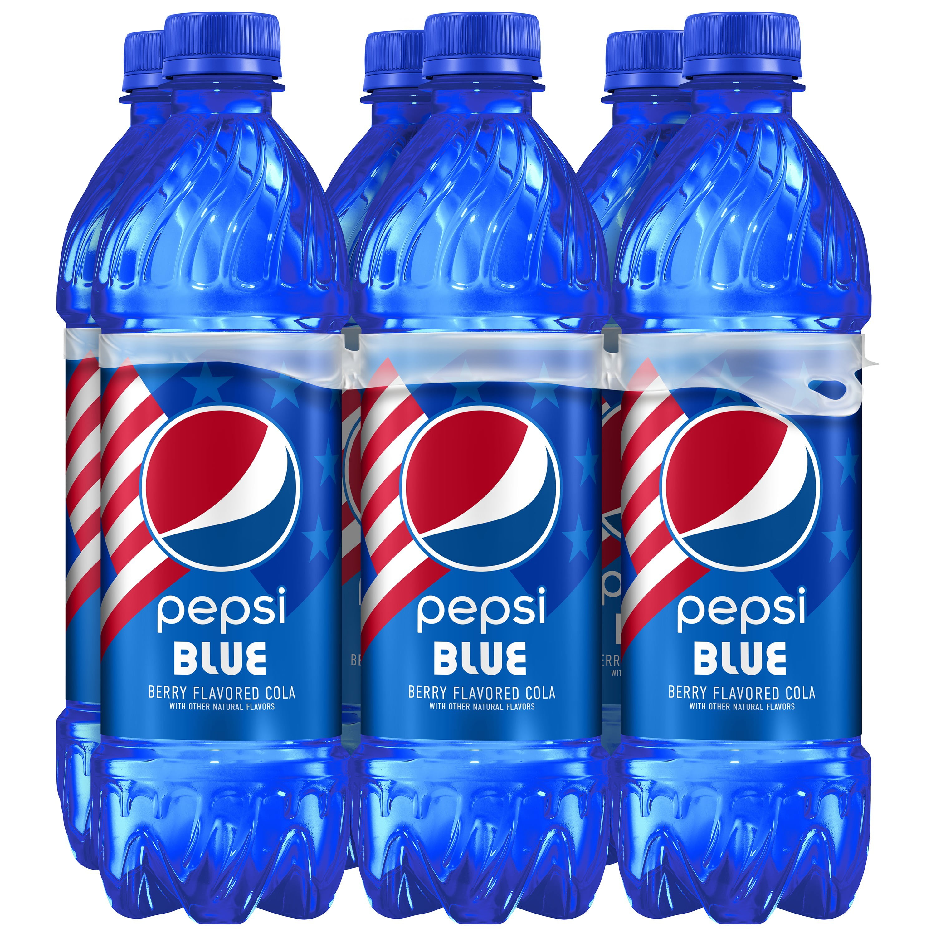 (6 Bottles) Pepsi Blue Berry Flavored Cola, 16.9 fl oz Bottle - Walmart