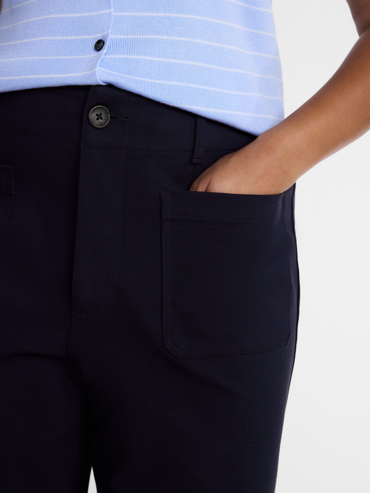 Terra & Sky Women’s Plus Cropped Wide Leg Ponte Pants, 26” Inseam, Sizes 16W-26W