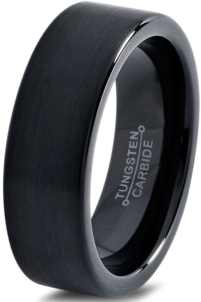 Tungsten Wedding Band Ring 4mm For Men Women Comfort Fit Black Pipe Tungsten Wedding Band Ring 4mm For Men Women Comfort Fit Black Pipe Cut Brushed Lifetime Guarantee