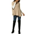thumbnail image 2 of INSPIRE CHIC Women's Turtleneck Fashion Chunky Knit Cape Sweater XL Khaki, 2 of 6