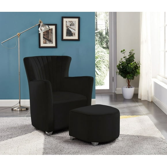 COSMIC HOMES LIVING ROOM CHAIR & OTTOMAN - BLACK