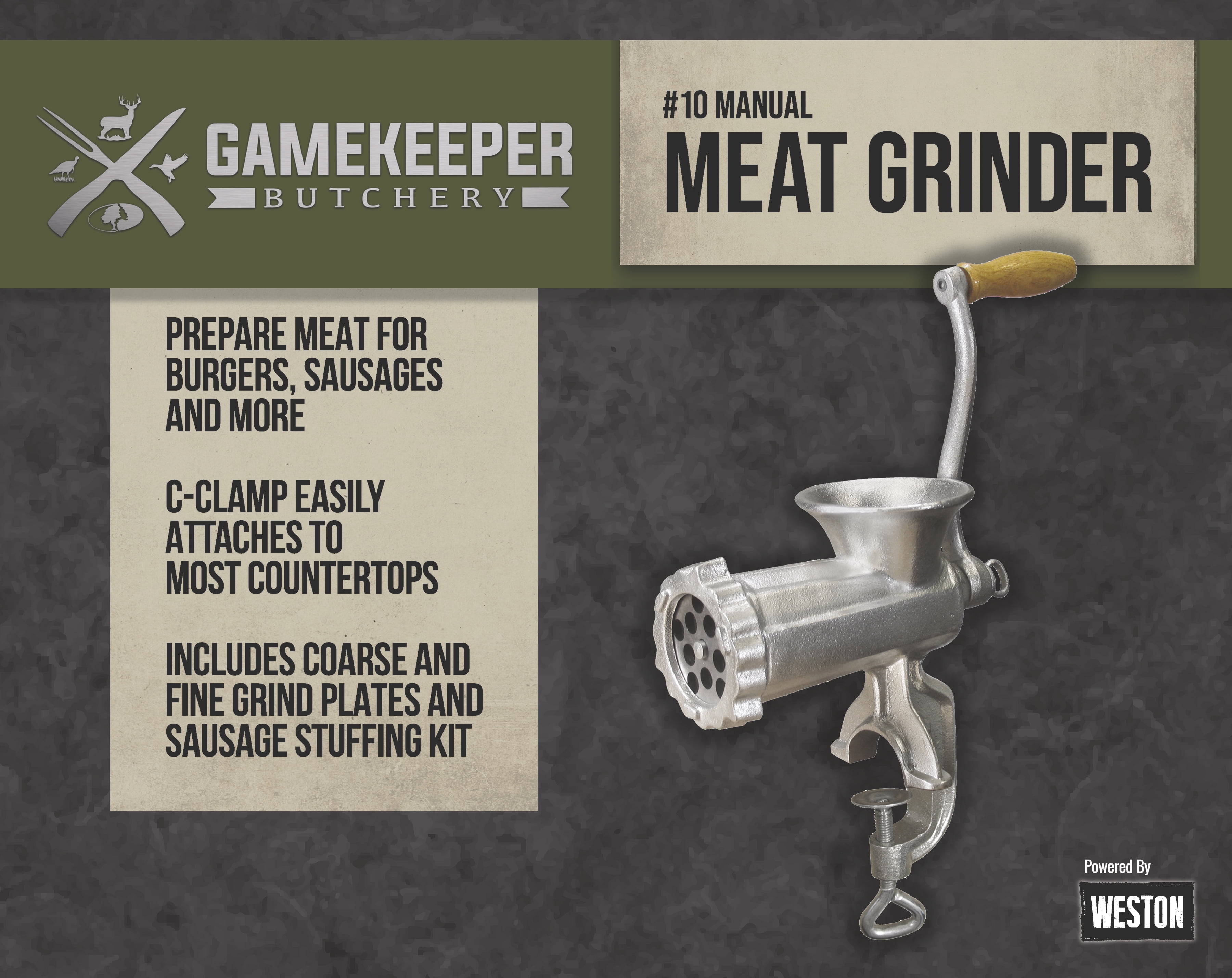 Weston Mossy Oak Gamekeeper Manual Meat Grinder, #10 Kuwait Ubuy