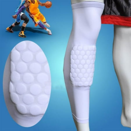 AGPtEK Strengthen Kneepad Honeycomb Pad Crashproof Antislip Basketball Leg Knee Long Sleeve Protective Pad White L (Best Way To Strengthen Lungs)