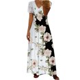 thumbnail image 2 of Robe d'Été pour Femmes 2024 Mode Grande Taille Décontractée Col en V Imprimé Manches Courtes Robe 50 % de Réduction!, 2 of 6