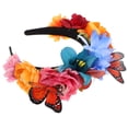 thumbnail image 2 of KAKOWELY Diadema de mariposa con flores de carnaval, accesorio floral para festivales, disfraz de Halloween, elegante decoración para el cabello para mujeres, 2 of 5