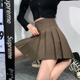 thumbnail image 1 of Minivestido de dril de color caqui oscuro para mujer, falda acampanada de lana adelgazante de cintura alta, nuevo estilo primavera otoño/invierno 2023, 1 of 4