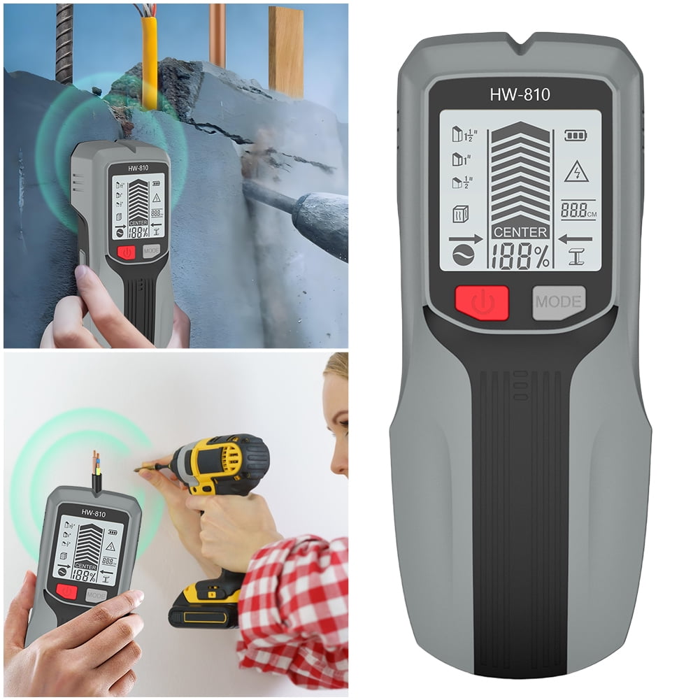 BLEEUS 6 In 1 Smart Stud Finder Wall Scanner For Wood Magnetic Metal Ac Wire Measurement and analysis supplies （Grey）