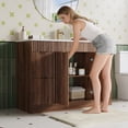 thumbnail image 5 of ASTUVIA 48" Fluted Bathroom Vanity Cabinet with 4 Drawers,Bathroom Vanity with Sink and Soft-Close Doors,Freestanding Bathroom Sink Cabinet,Brown, 5 of 10