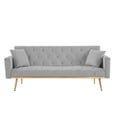 thumbnail image 5 of Convertible Folding Futon Sofa Bed, Morden Sleeper Sofa Bed with Armrest and Metal Legs, Velvet Upholstered Tufted Sofa with Adjustable Positions, Accent Sofa Couch for Small Living Space, Gray, 5 of 9