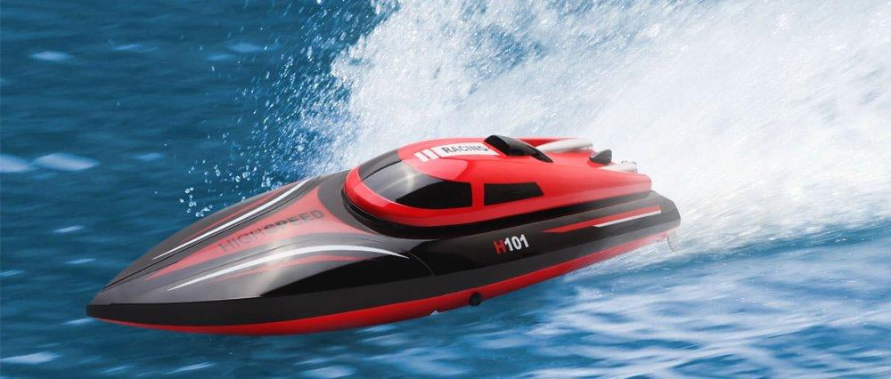 Lakes and Outdoor Adventure FMT H101 2.4G Remote Controlled 17 Inch Over size 25KM/H 180 Degree Flip High Speed Electric RC Racing Boat for Pools