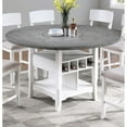 thumbnail image 2 of Miekor Furniture Dining Room Antique White / Gray 1pc Counter Height Table w Built in Lazy Suzan Storage Shelf Dining Table Bottom Functional Kitchen Table MK4863, 2 of 10