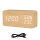 thumbnail image 2 of Bewildely Despertador LED Reloj de madera Control de voz Medidor digital de temperatura y humedad USB / AAA Reloj electrónico de escritorio Electrodomésticos Lámpara de bambú blanco, 2 of 6