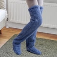 thumbnail image 1 of Calentadores De Piernas De Felpa Disfraz Largo De Invierno Envoltura De Pies Puños De Bota Medias De Zapatilla Azul Yinane Calentadores de piernas de felpa, 1 of 8