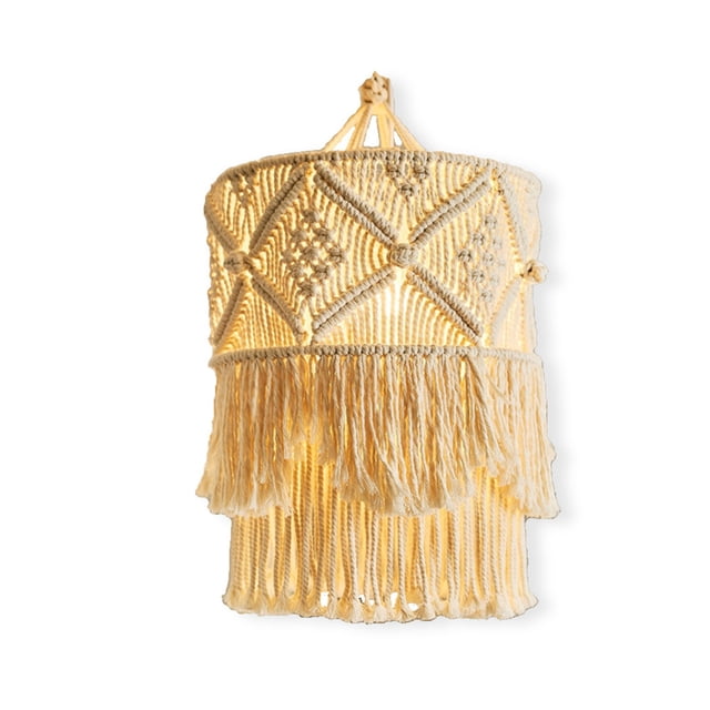 Naiovety Pantalla de lámpara de macramé, Protector colgante tejido hecho a mano, artesanía moderna, cubierta de luz de boda, dormitorio, sala Iluminación novedosa
