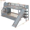 thumbnail image 2 of Harper & Bright Designs Stairway Twin Bunk Bed with Slide, Twin over Twin Castle Wooden Bedframe with Storage Staircase and Drawers for Boys Girls, Gray, 2 of 19