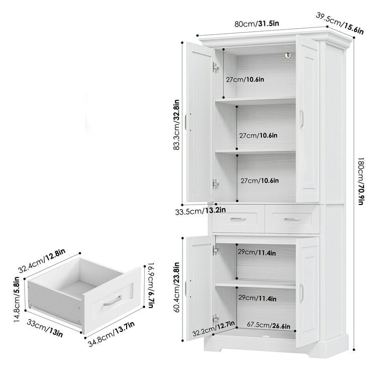 Homfa Kitchen Food Pantry Cabinet, 63.5'' Tall Storage Cabinet