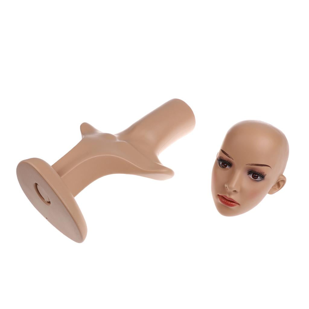 Dualoai 17.7" Plastic Wig Head - Tall Female Mannequin Head Wig Stand and Holder Model,