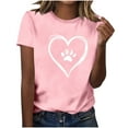 thumbnail image 2 of PNTUTB Women's Summer Fashion Dog Paw Heart Print Casual Crew Neck Short Sleeve Pullover Loose Comfortable Tops, 2 of 6