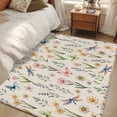 thumbnail image 4 of 3'x5' Rug for Living Room Bedroom, Spring Floral Washable Area Rugs Non-Slip Carpet Mats, Elegant Pastoral Flowers Dragonfly Rustic Indoor Low Pile Area Rug Runner for Kitchen, Mudroom, 4 of 8