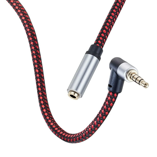 通用 Audio Mic Extension Cable 12ft,90 Degree Trrs 3.5mm Aux Headphone Extender 4-Pole Jack Plug Extension Lead Stereo Male