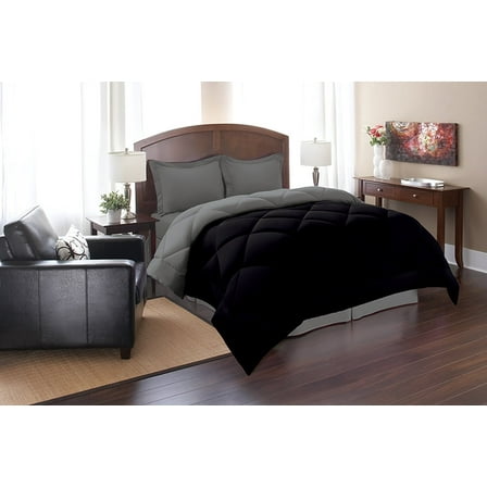 Celine Line High Quality 3pc Comforter Set-King/Cal King, Black/Gray