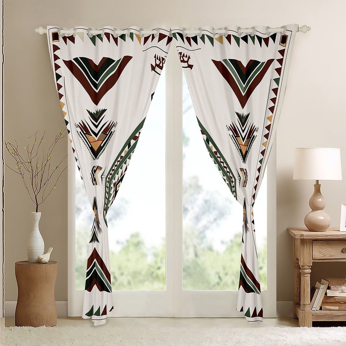 Western 30%-50% Blackout Curtains Geometric Aztec Curtains Drapes 2 Panels 52"Wx63"L,Southwestern Curtains for Living Room Vintage Arrow Window Curtains