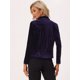 thumbnail image 4 of Blazer con solapa con muescas para mujer, manga larga, para oficina, negocios, con botones, de terciopelo Morado Oscuro L, 4 of 6