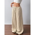 thumbnail image 4 of Wide Leg Pants for Women Flowy Palazzo Drawstring Elastic Waist Trousers Beach Vacation Clothes Color XXL, 4 of 9