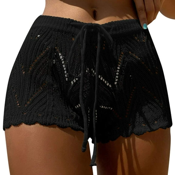 Cathalem Beach Cover Ups for Women Wrap Skirt Sheer Bikini Swimsuit Cover Ups for Swimwear (Black,L)