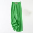 thumbnail image 2 of Women's Casual Business Pants High Waist Wide Leg Solid Color Deco Metal Chain Comfy Lightweight Suit Pants, 2 of 6