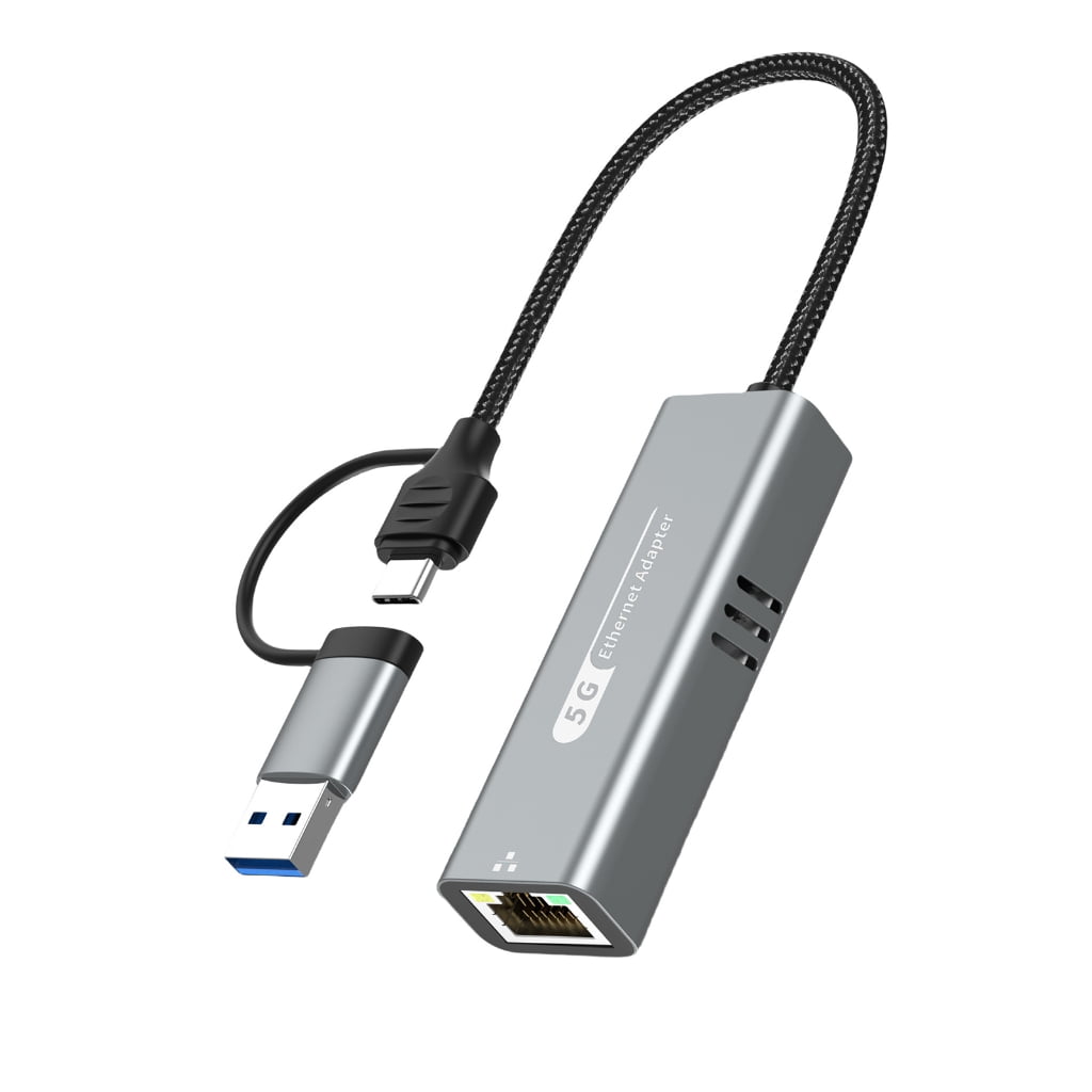 Aluminum USB Type C to RJ45 Adapter 5000Mbps Ethernet for Laptops and Tablets