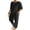 Black, variant on Aunavey Men's 2 Pieces Cotton Linen Set Henley Shirt Long Sleeve and Casual Beach Pants Summer Yoga Outfits