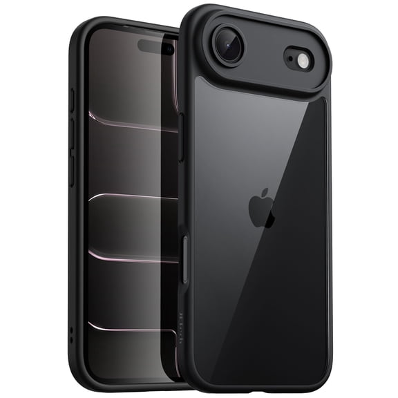JETech Case for iPhone 17 Air, Shockproof Phone Bumper Cover, Solid Color Matte TPU Frame, Anti-Scratch Clear Back, 6.5-Inch Display (Black)