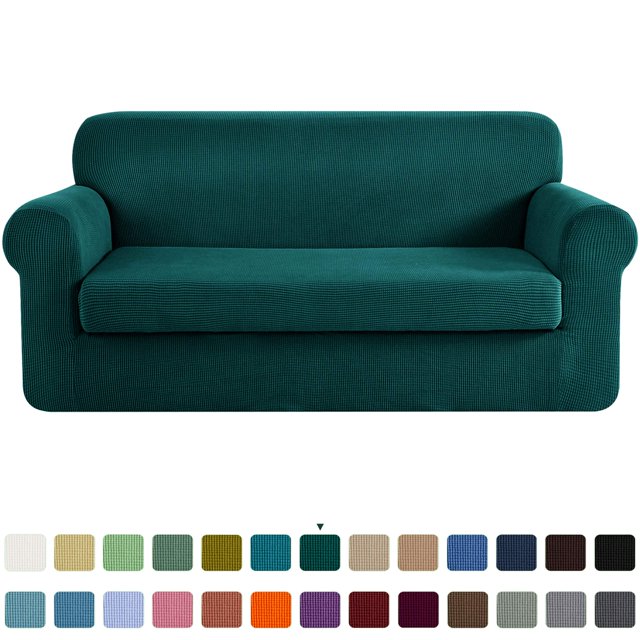 CHUN YI Stretch 2-Piece Checks Sofa Cover with Cushion Cover Slipcover