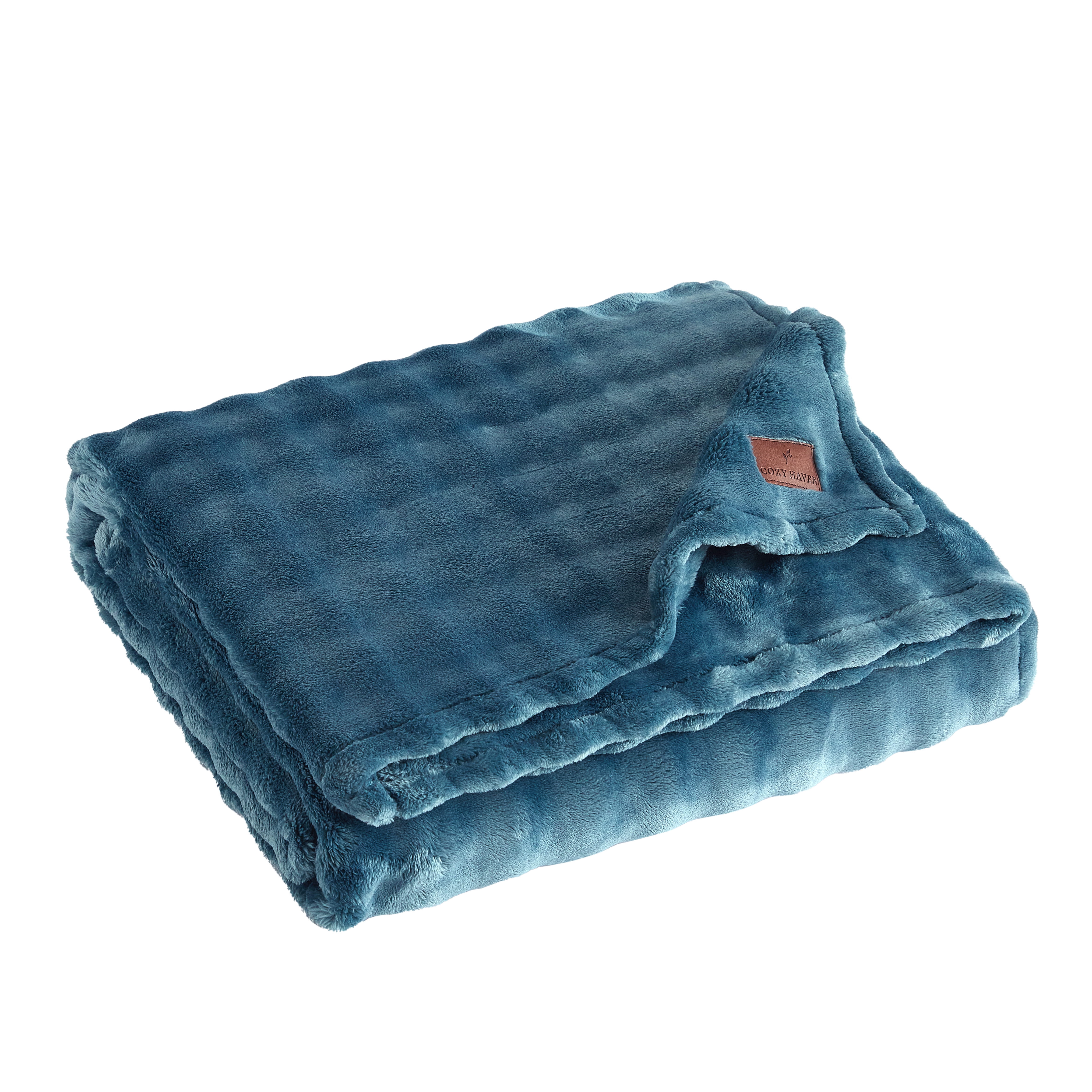 Cozy Haven Luxury Bubble Plush Oversized Couch Throw Blanket, Teal, 50 x 72 in