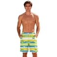 thumbnail image 5 of Men's Swim Trunks, Quickly Dry Beach Shorts with Compression Liner, Tropical Print Elastic Waist Drawstring Board Shorts, 5 of 9