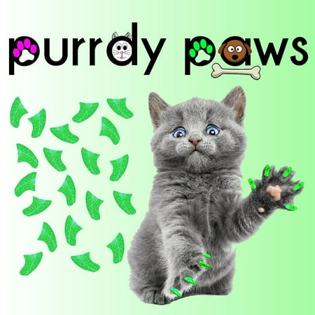 6 Month Supply - Purrdy Paws Margarita Glitter Soft Nail Caps for Small Cats Claws - Extra Adhesives