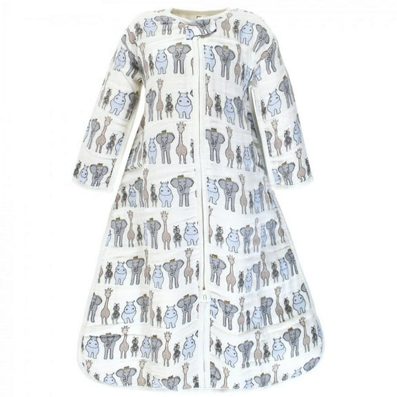 Hudson Baby Infant Boy Long Sleeve Muslin Sleeping Bag, Wearable Blanket, Sleep Sack, Royal Safari, 0-6 Months