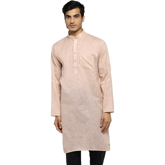 Royal Kurta Mens Khadi Linen Cotton Kurta Peach