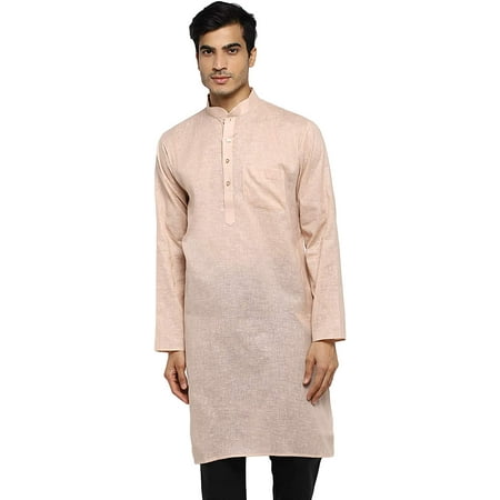 

Royal Kurta Mens Khadi Linen Cotton Kurta Peach
