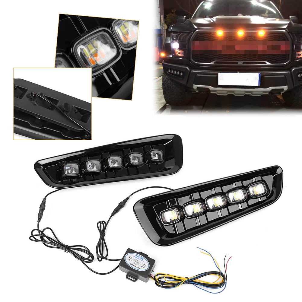 GZYF 2PCS White/Yellow LED Daytime Running Lights For Ford F150 Raptor 2016  2017 2018