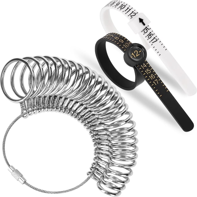 Kit medidor de anillos RYOEIKT de acero inoxidable talla US 0-13 con medias tallas