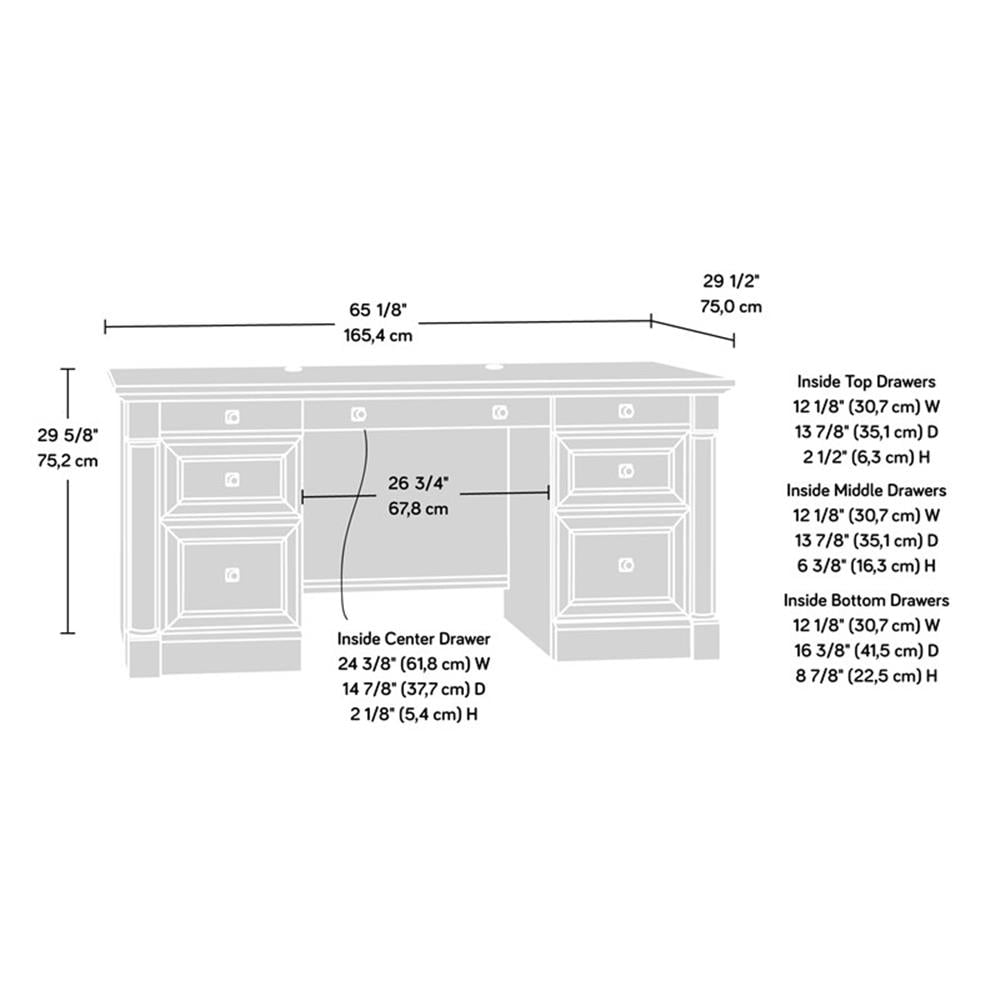 Pemberly Row Engineered Wood Executive Desk in Split Oak Finish