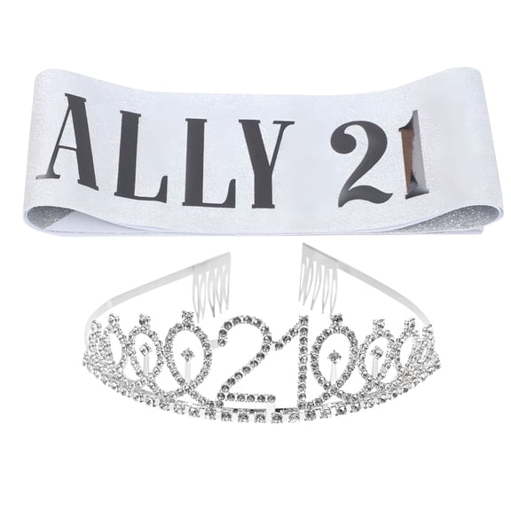 TELOLY Birthday Party Etiquette 21st Decorations for Women Sash Girls Crowns Number Make up