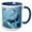 Blue/White, variant on 3drose, a Dolphin Swims in a Dreamy Seascape. Fishes Swarm Around the Dolphin, 15oz Mug